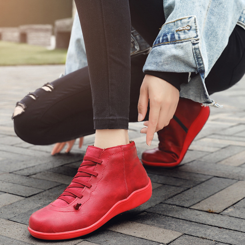 Azzy Women Premium Orthopedic Lace Up Ankle Boots Comfy Orthopedic Boots