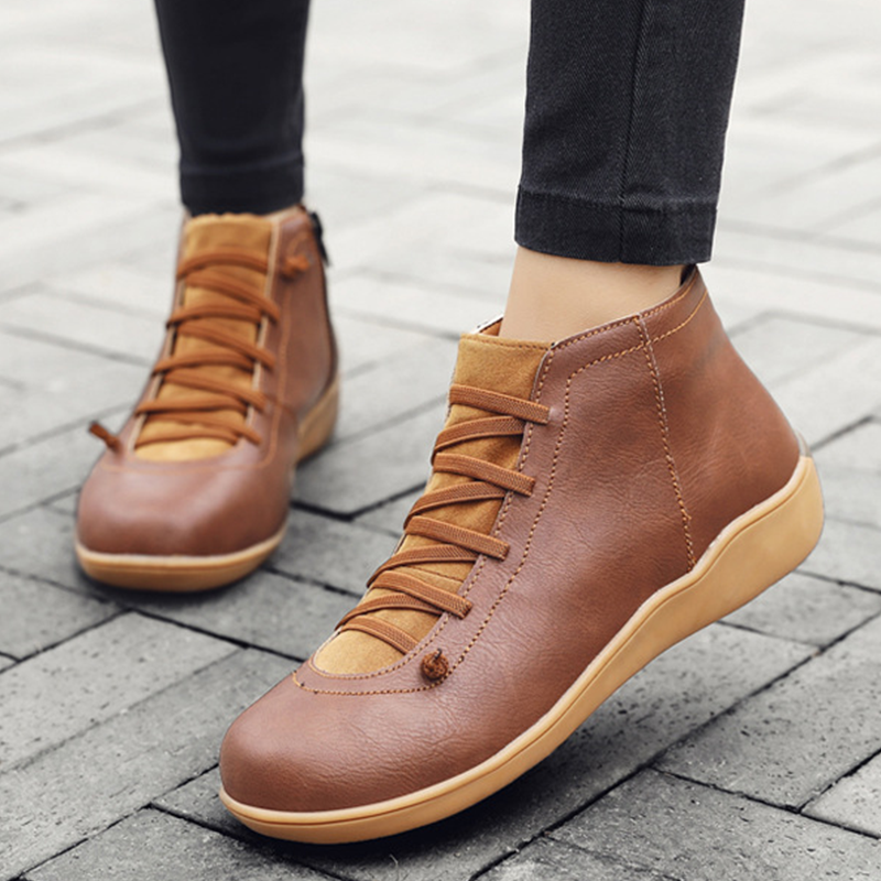 Azzy Women Premium Orthopedic Lace Up Ankle Boots Comfy Orthopedic Boots