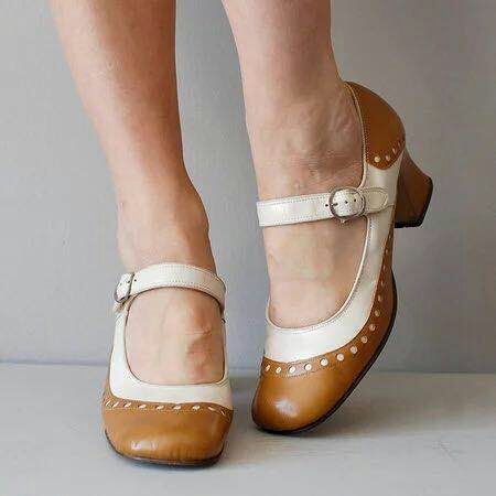 Comelyy High heel round toe color block heel