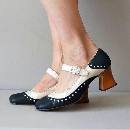 Comelyy High heel round toe color block heel