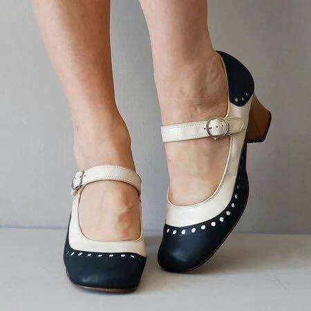 Comelyy High heel round toe color block heel
