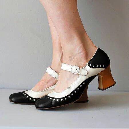 Comelyy High heel round toe color block heel