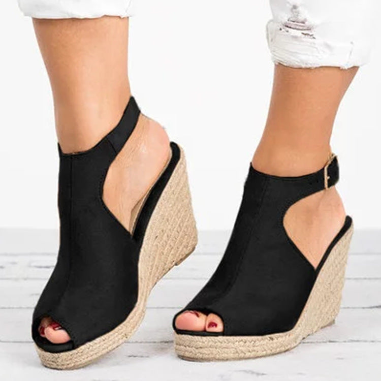 Comelyy Thick Sole Wedge Heel Fish Mouth Sandals Womens Casual Sandals