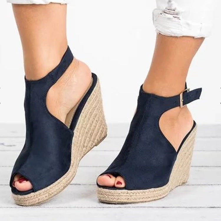 Comelyy Thick Sole Wedge Heel Fish Mouth Sandals Womens Casual Sandals