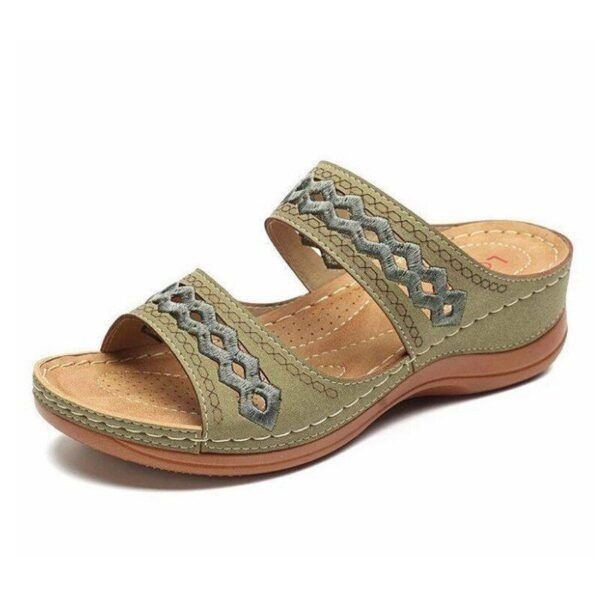 Uniqcomfytm Premium Arch Support Orthopedic Faux Leather Embroidery Women Sandals