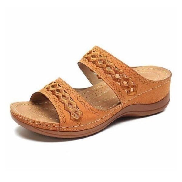 Uniqcomfytm Premium Arch Support Orthopedic Faux Leather Embroidery Women Sandals