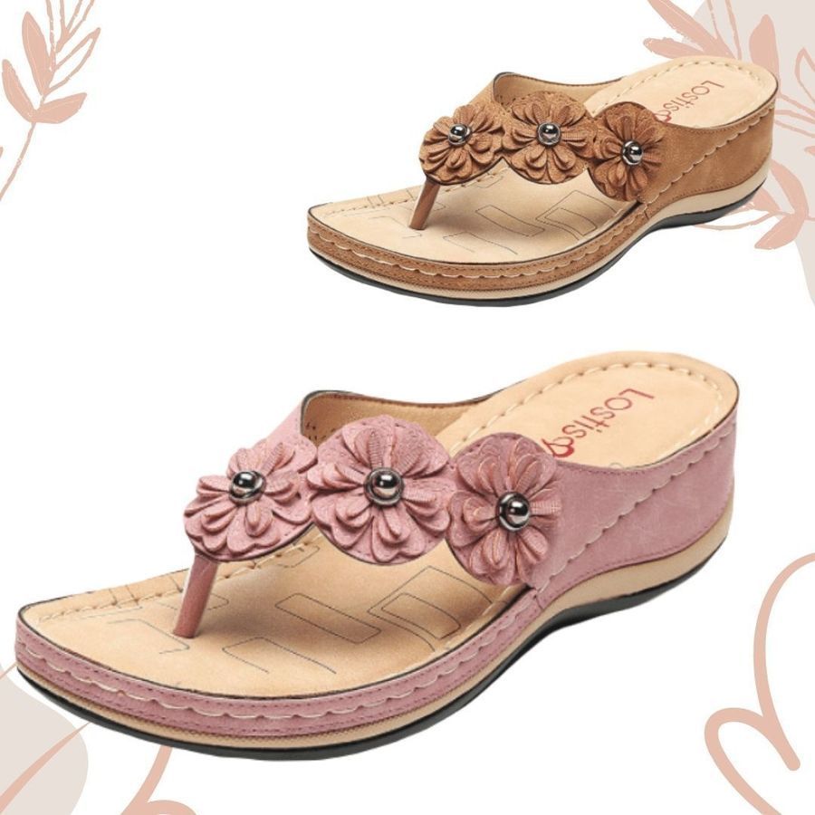 Oncloudcaretm Orthopedic Lightweight Arch Support Flowers Clip Toe Sandals