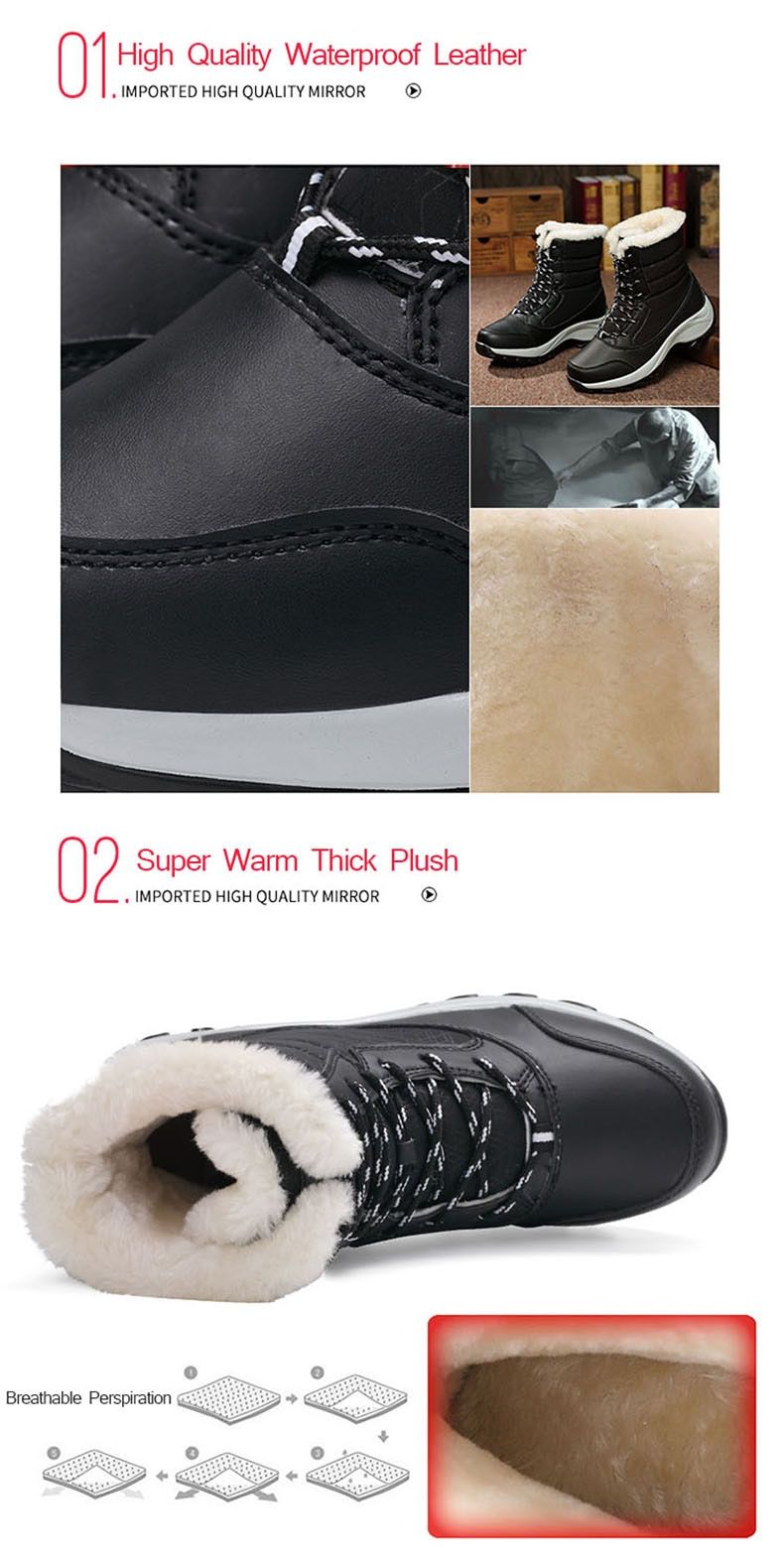 Women Boots Waterproof Winter Shoes Women Snow Boots Platform Keep Warm Ankle Winter Boots With Thick Fur Heels Botas Mujer