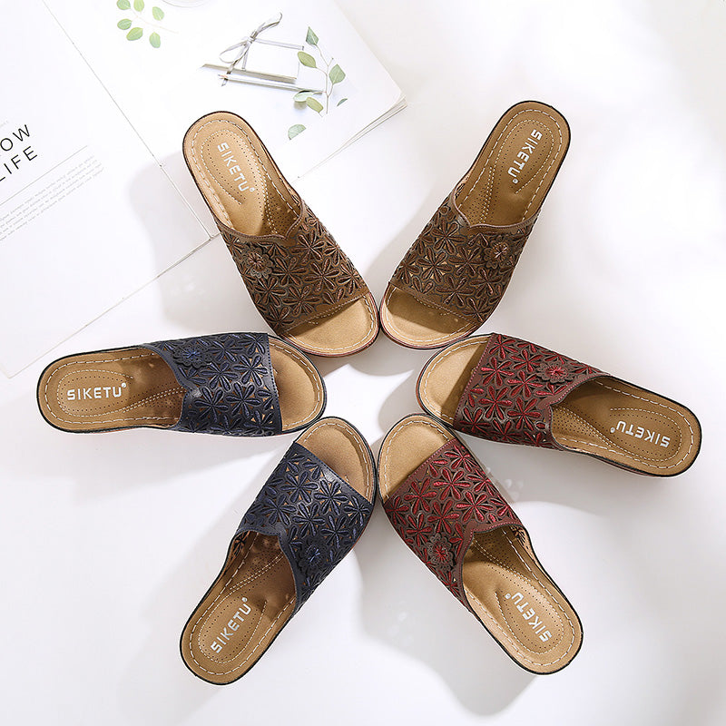 Comelyy Leather Embroidery Women Sandals