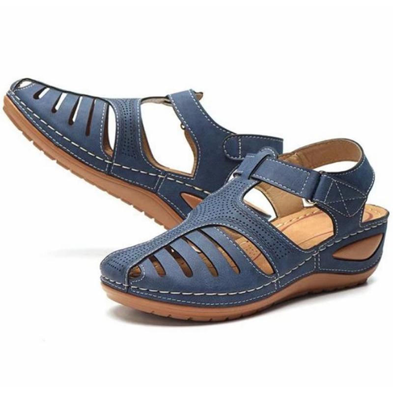 Soft Pu Leather Closed Toe Vintage Anti Slip Sandals