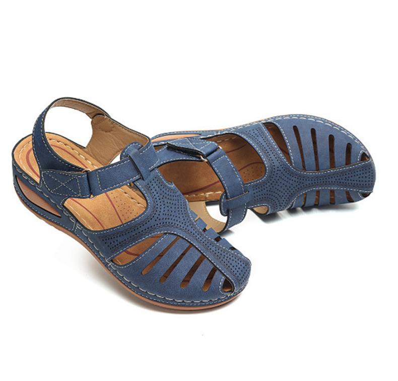 Soft Pu Leather Closed Toe Vintage Anti Slip Sandals