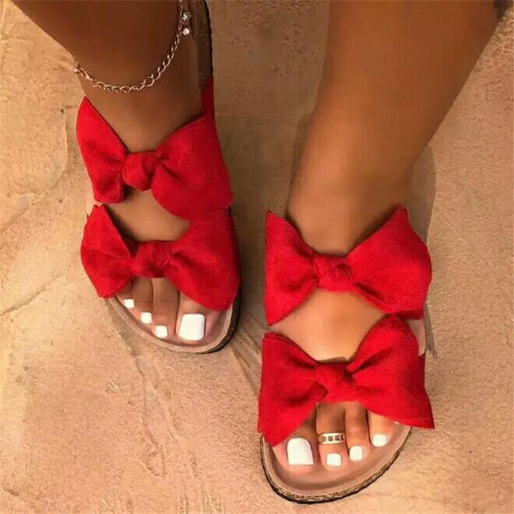 Comelyy Spring And Summer New Womens Outerwear Bowknot Flat Sandals And Slippers