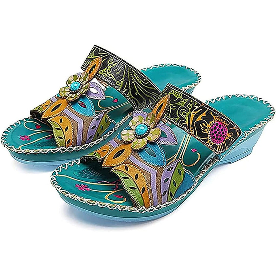 Comelyy Color Block Wedge Sandals