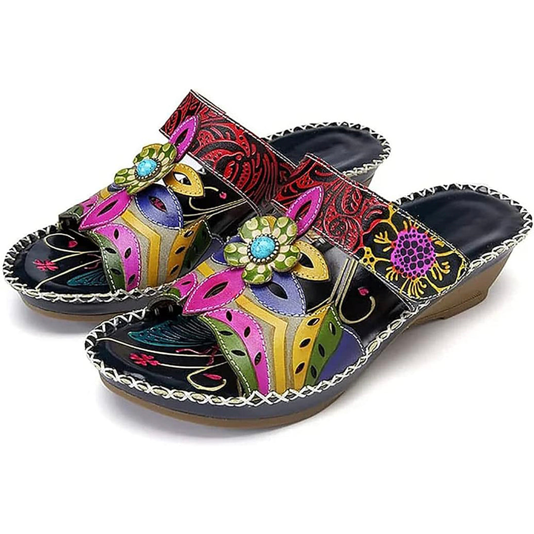 Comelyy Color Block Wedge Sandals