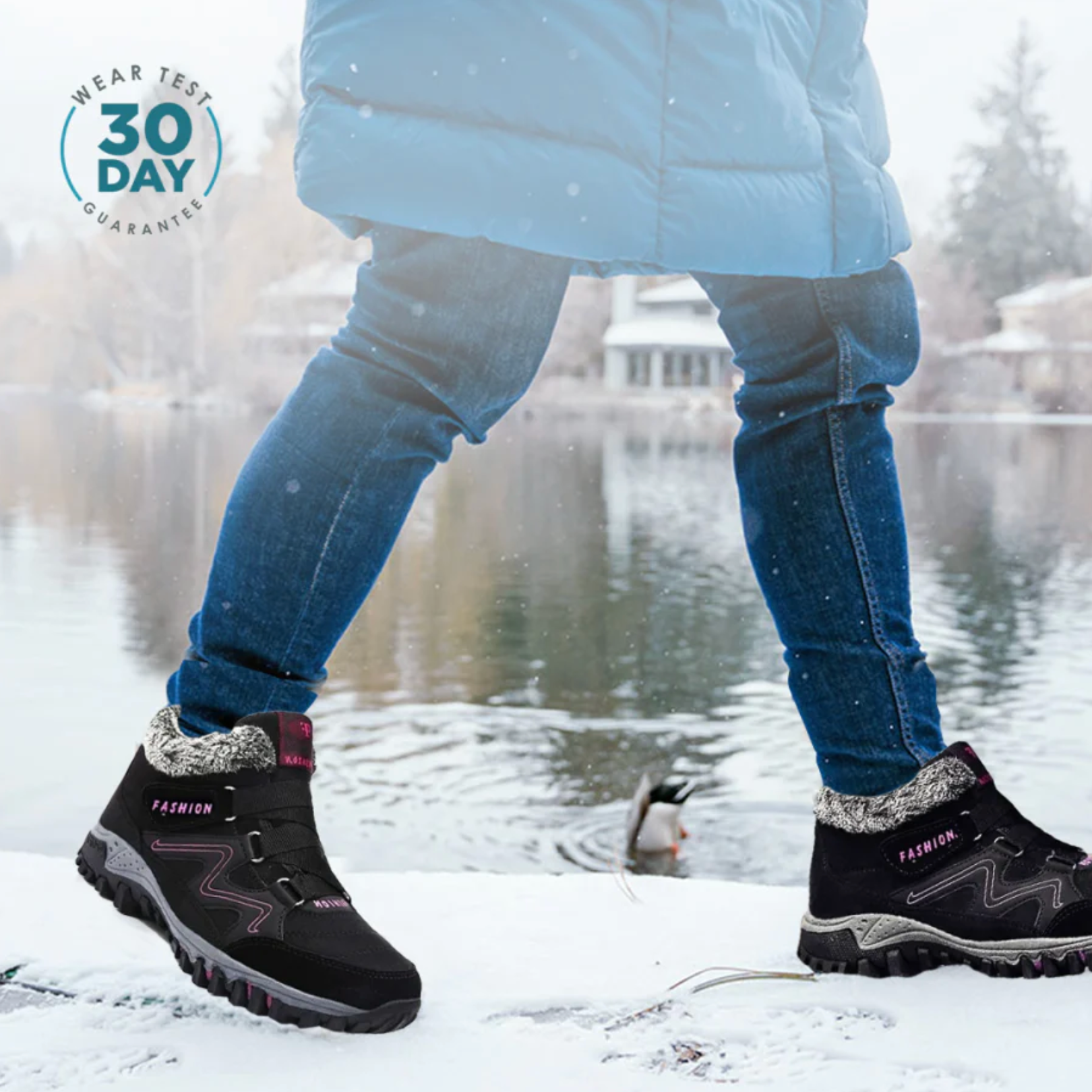 Women Snowy Villi Leather Ankle Boots