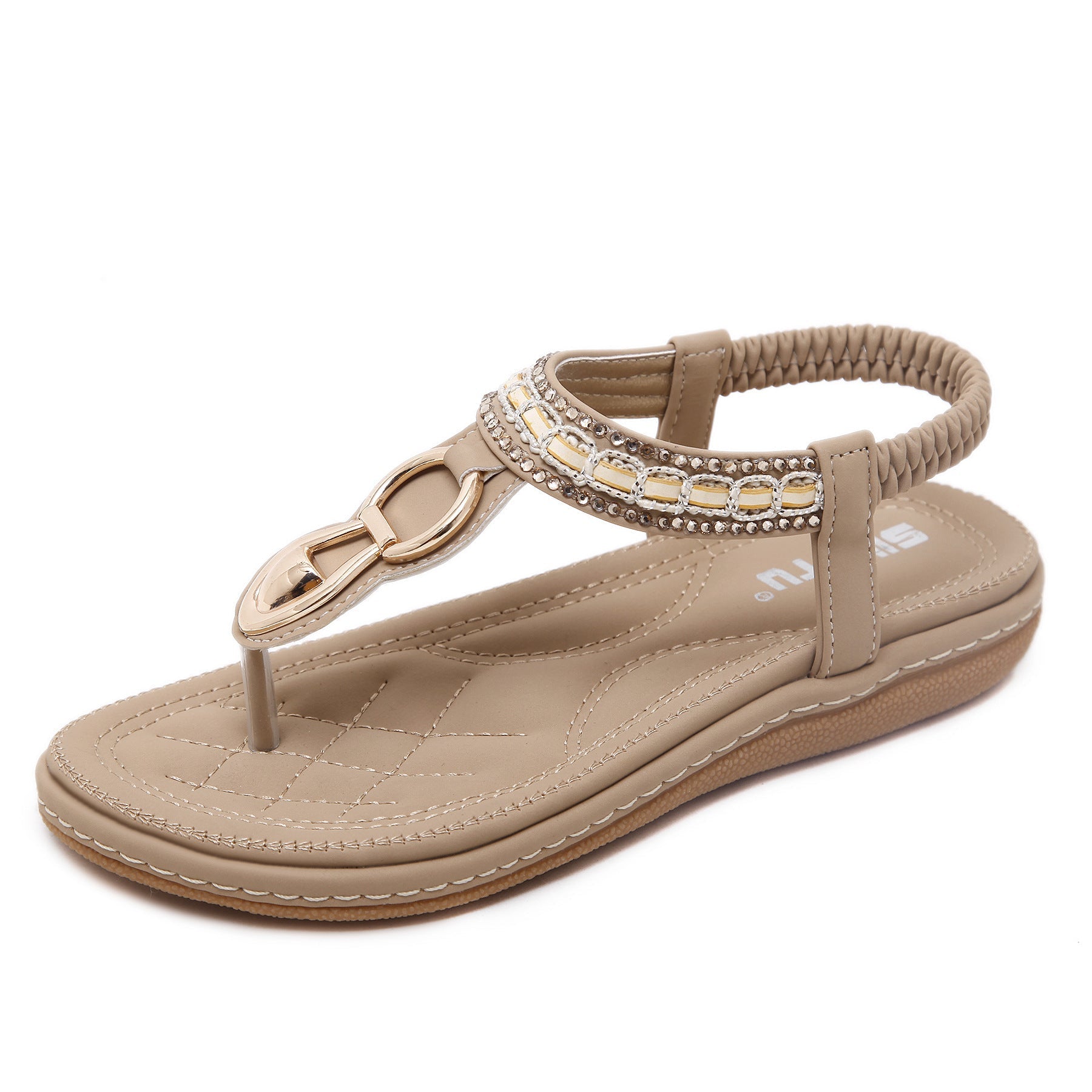 Comelyy Womens Sandals Beach Beach Rhinestone Flats