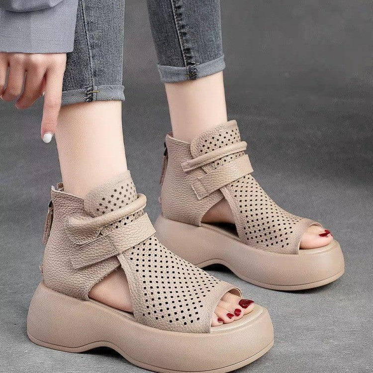 Comelyy Retro Sandals Hollow Breathable Thick Sole Comfortable Womens Shoes