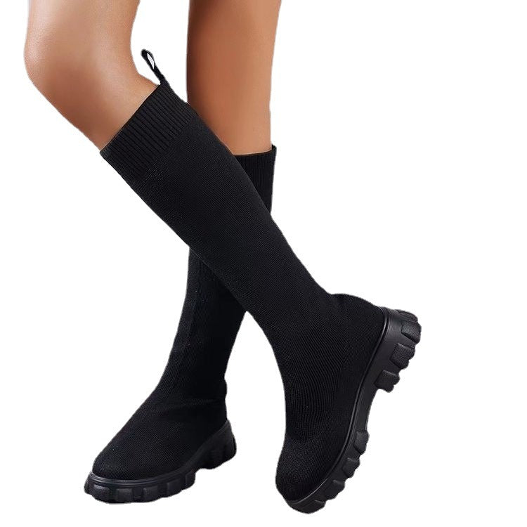 Comelyy Thick Soled Knitted Boots Over The Knee Boots