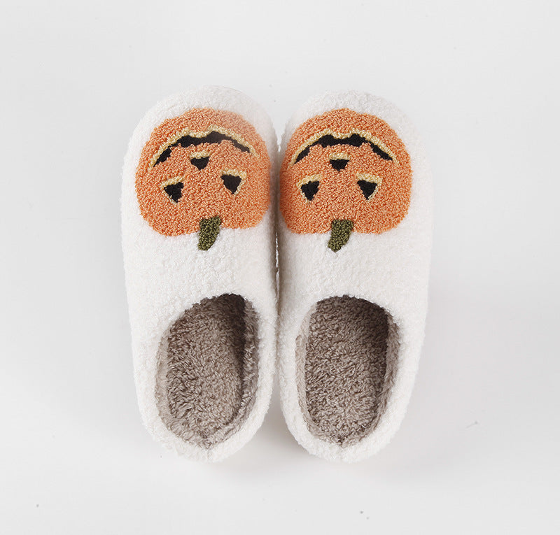 Comelyy Halloween Pumpkin Cartoon Warm Winter Cotton Slippers