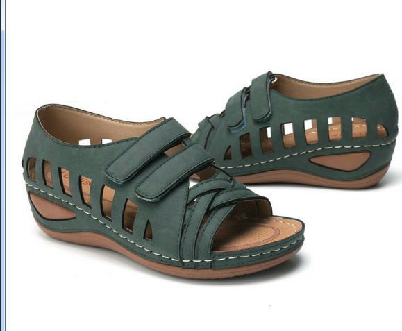 European And American Sandals 2023 New Wedge Heel Hollow Roman Fish Mouth Womens Sandals