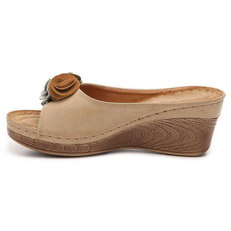 Comelyy Flower Sandals Platform Platform Wedge Heel Womens Slippers