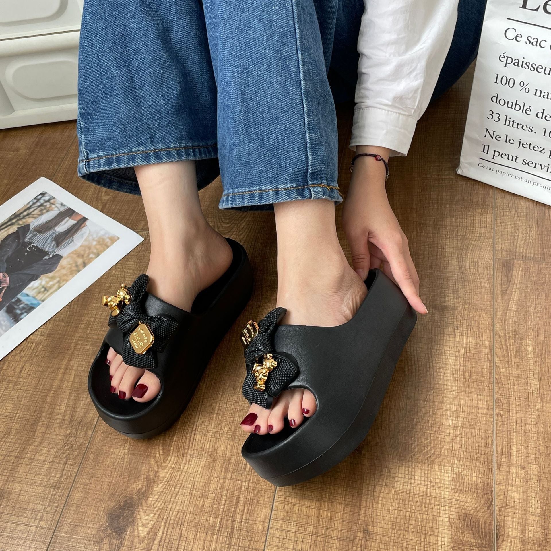 Comelyy Thick Soled Casual Slippers For Home Anti Slip Slippers
