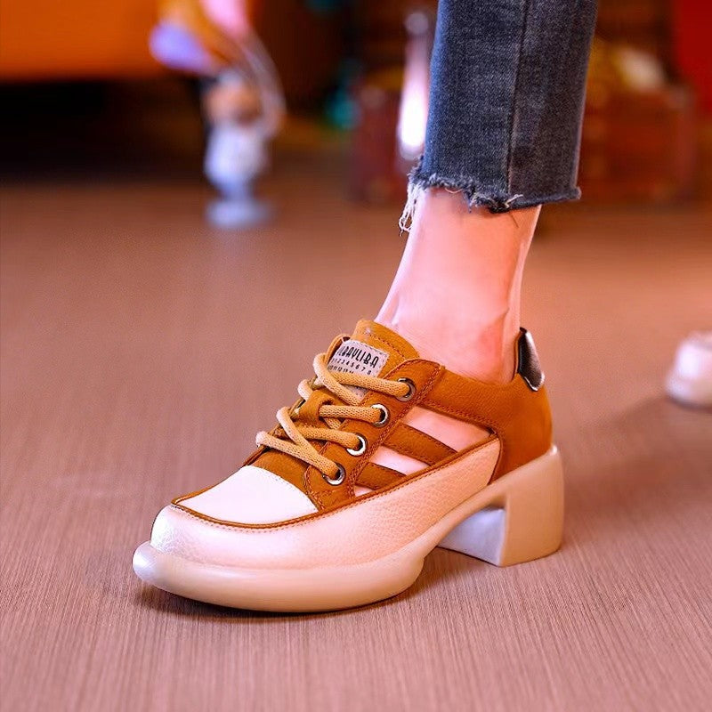 Comelyy Round Toe Fashion High Top Sandals Womens Lace Up Casual Hollow Sandals