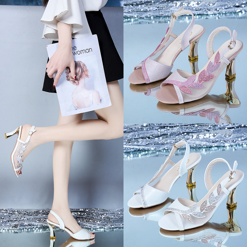 Comelyy Elegant High Heeled Sandals With Sequin Buckle