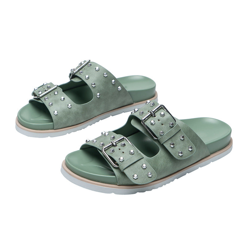Comelyy Belt Buckle Flat Versatile Women Sandals