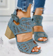 Comelyy Hollow Carved Block Heel Womens Sandals
