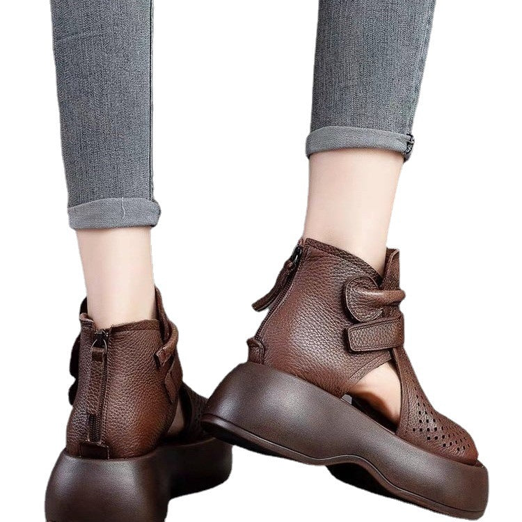 Comelyy Retro Sandals Hollow Breathable Thick Sole Comfortable Womens Shoes