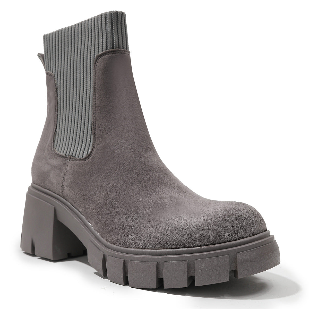 Comelyy Sock Boots Thick Heel Platform Martin Boots