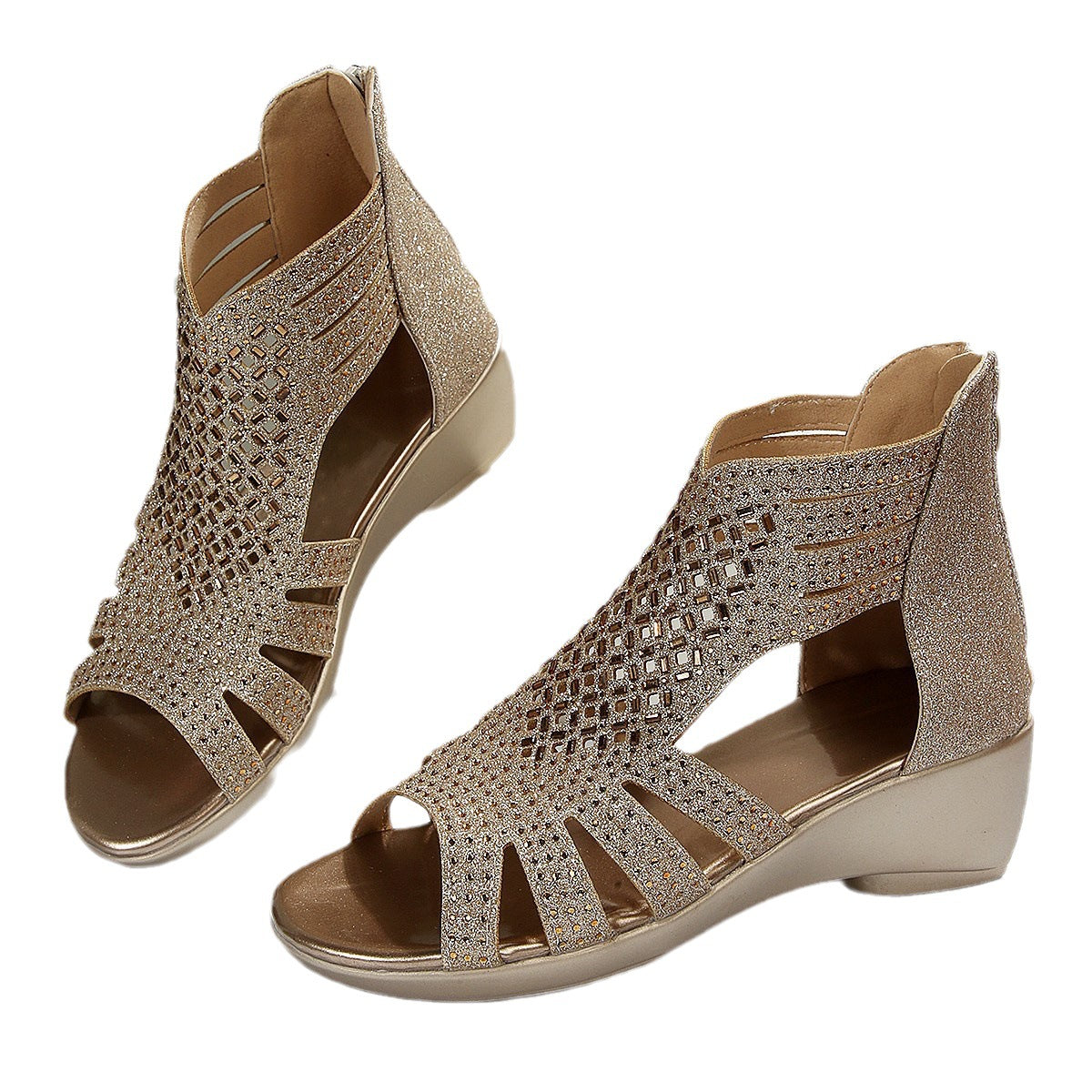 Comelyy Wedge Rhinestone Sandals