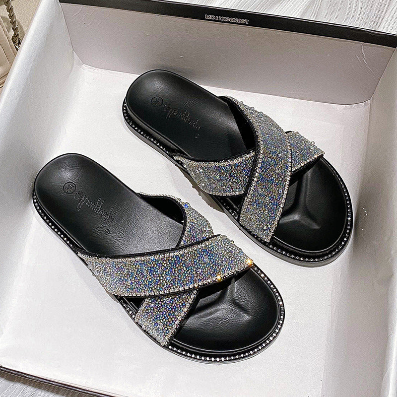 Comelyy Rhinestone Fashion Slippers