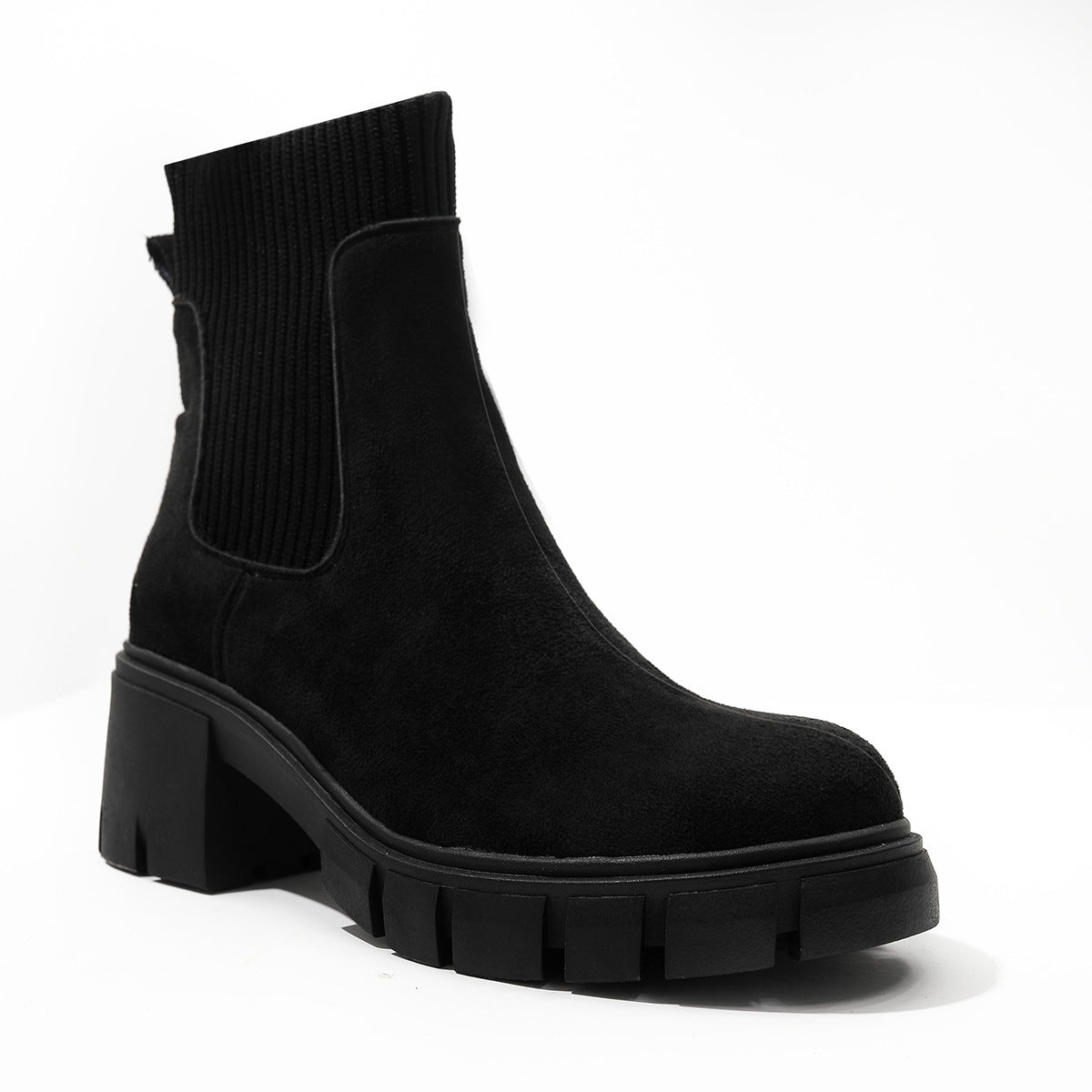 Comelyy Sock Boots Thick Heel Platform Martin Boots