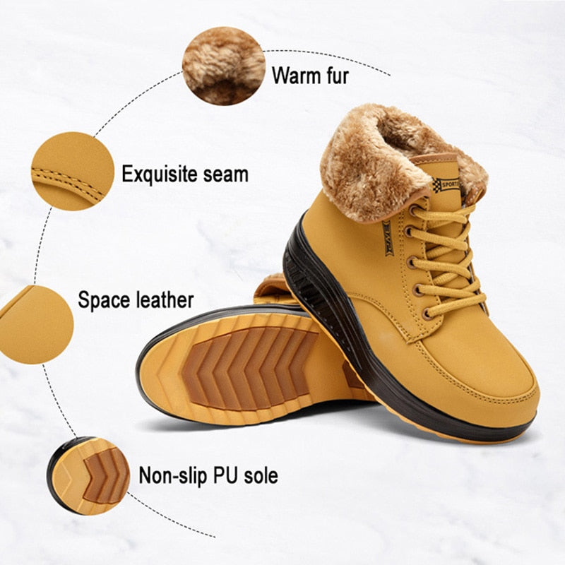 Comelyy Plush Warm Winter Boots Women's Platform Ankle Swing Shoes