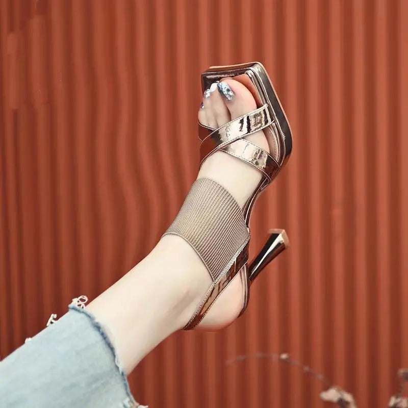 FlexiGlam™ Square-Toe High Heel Sandals