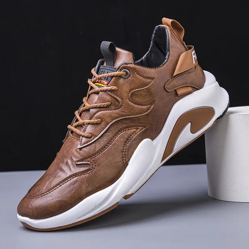 Men Leather Running Shoes