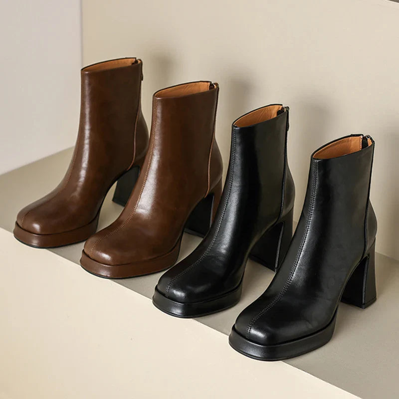 Retro Elegance™ – Chunky High Heel Boots