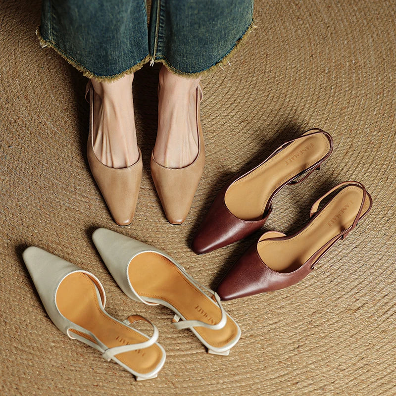 Neera Genuine Leather Slingbacks