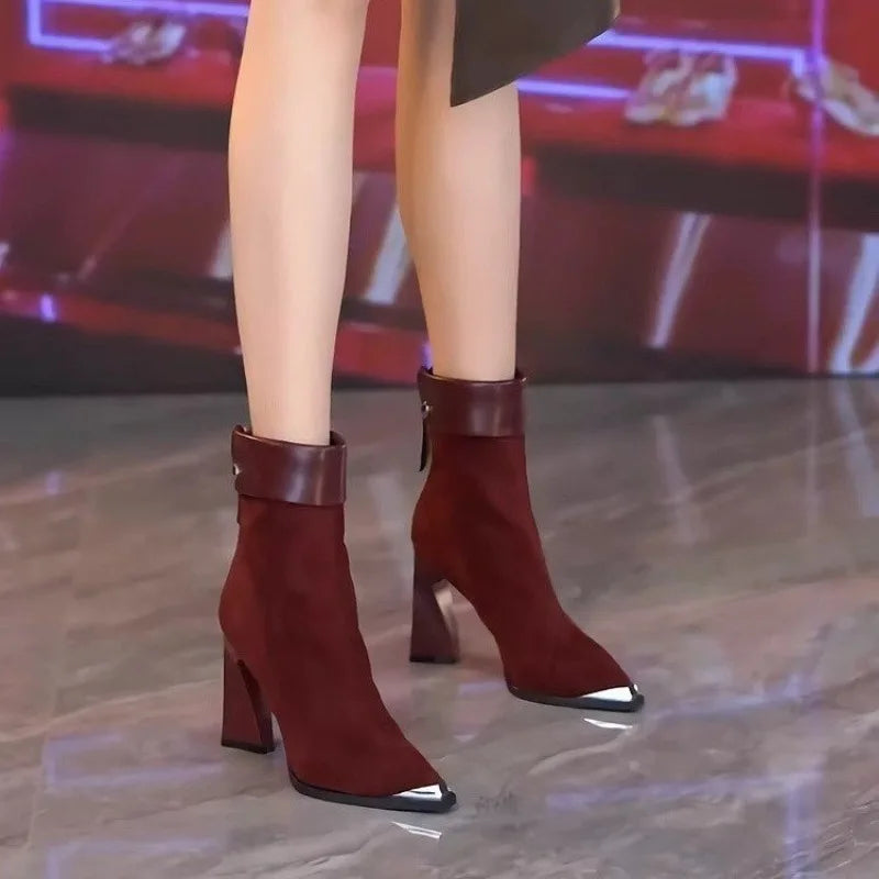 Veloure Women S Faux Suede High Heel Ankle Boots