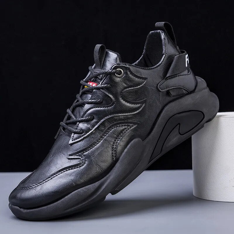 Men Leather Running Shoes