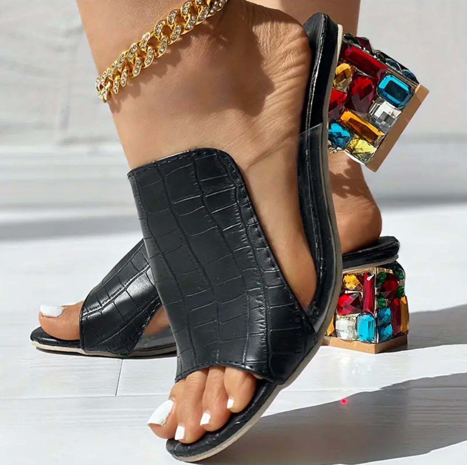 Comelyy Womens Shoes Chunky Heel Flip Flops Color Medium Heel Sandals And Slippers