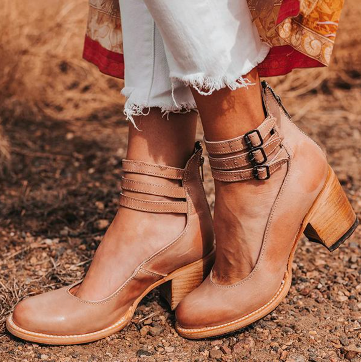 Comelyy Womens Thick Heel Sandals Buckle Pointed Toe Sandals