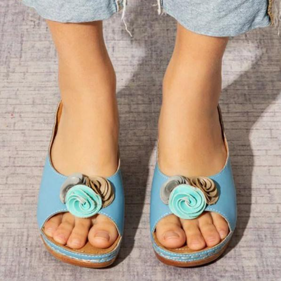 Comelyy Flower Sandals Platform Platform Wedge Heel Womens Slippers