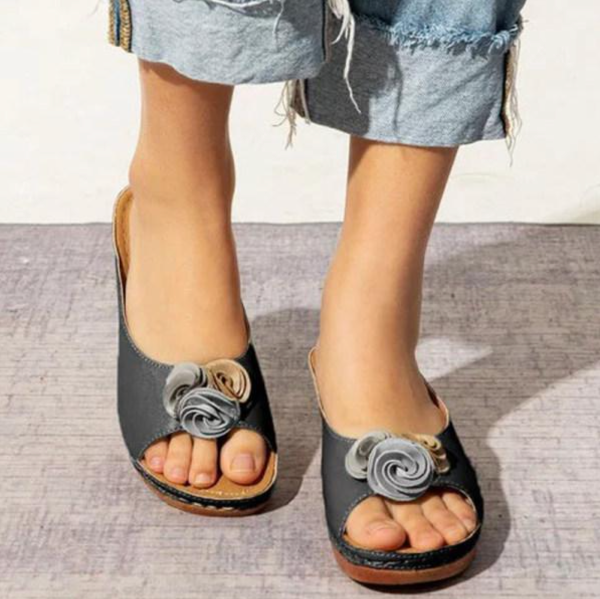 Comelyy Flower Sandals Platform Platform Wedge Heel Womens Slippers