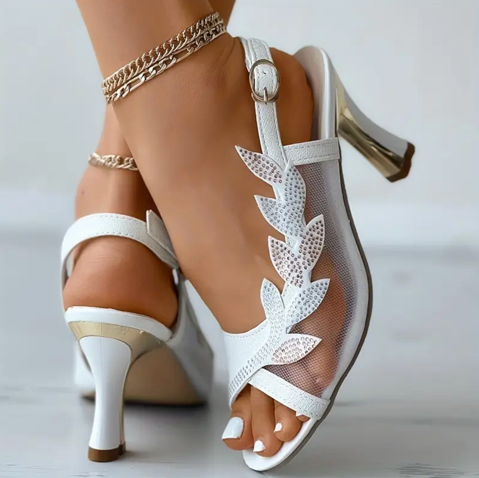 Comelyy Elegant High Heeled Sandals With Sequin Buckle