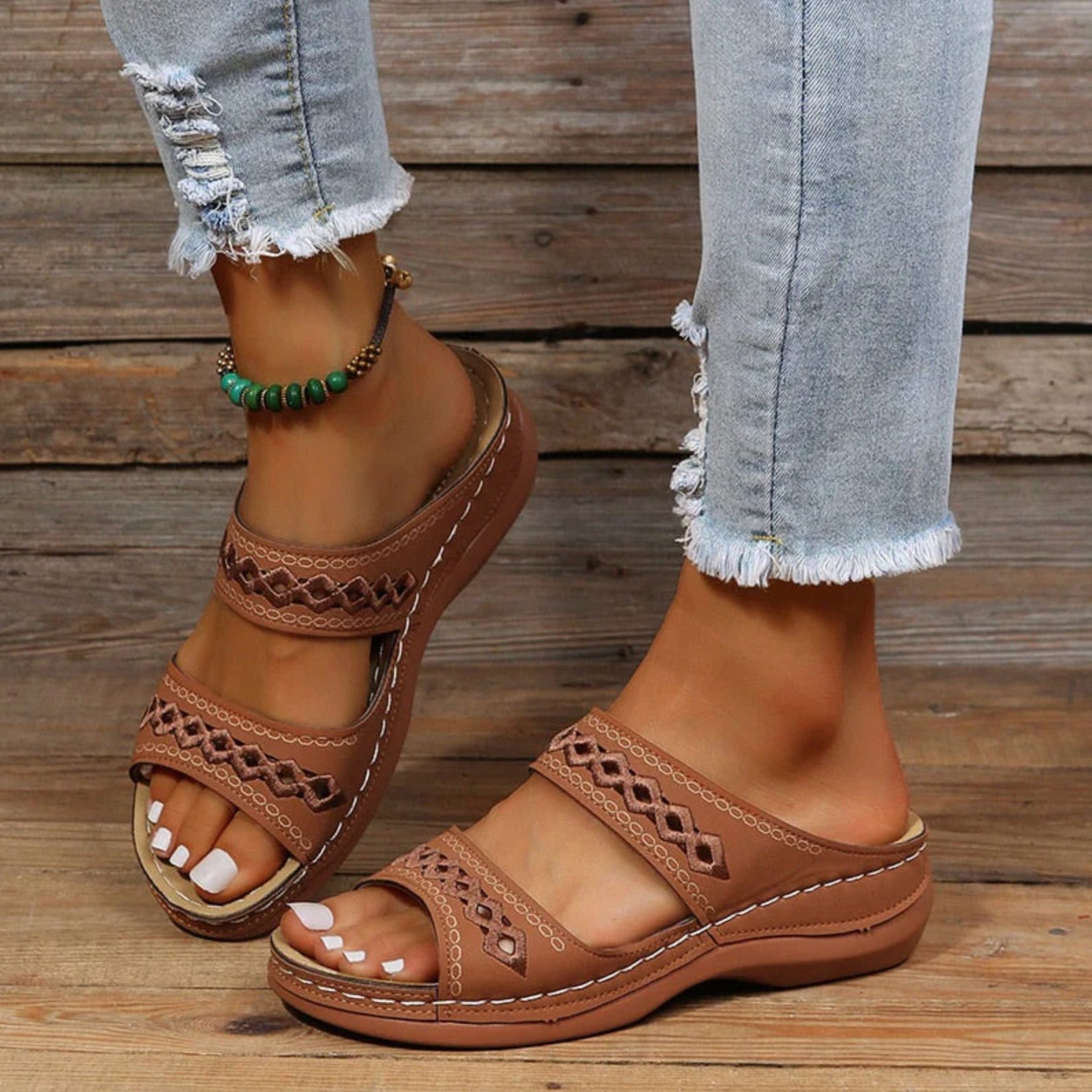 Comelyy Slippers Non Slip Round Toe Wedge Comfortable Sandals