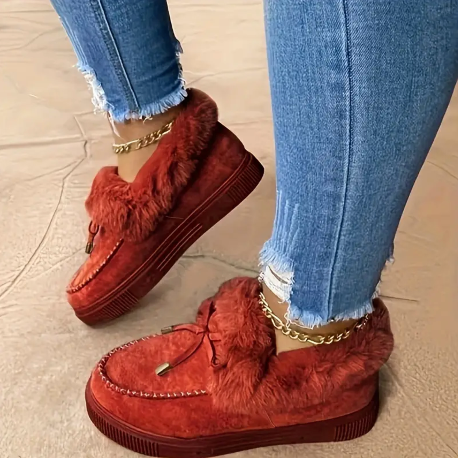 Comelyy Winter Warm Solid Color Bowknot Plush Lined Snow Boots