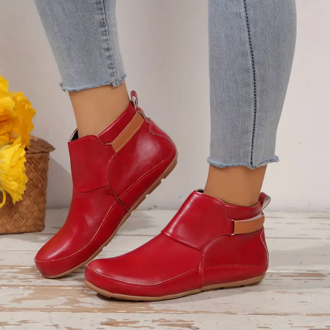 Comelyy Slip On Soft Sole Platform Buckle Belt Versatile Round Toe Winter Boots